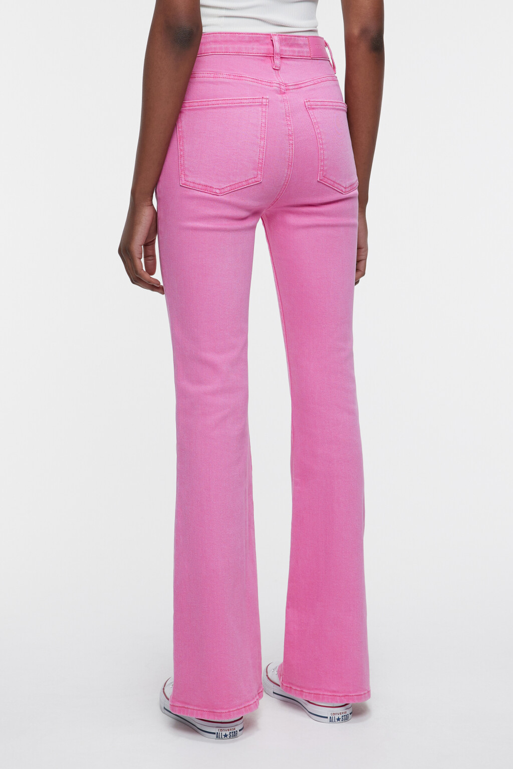 Джинсы клеш облегающие с высокой посадкой - цвет розовый - 4