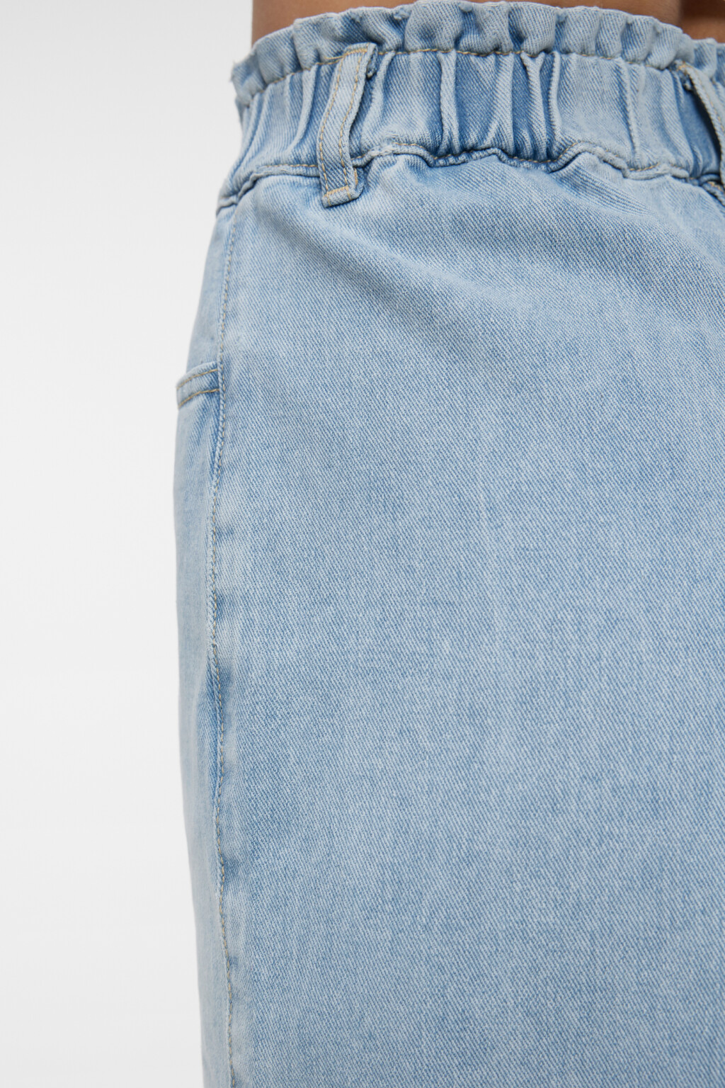 Шорты мини джинсовые с поясом baggy на резинке - цвет голубой - 6