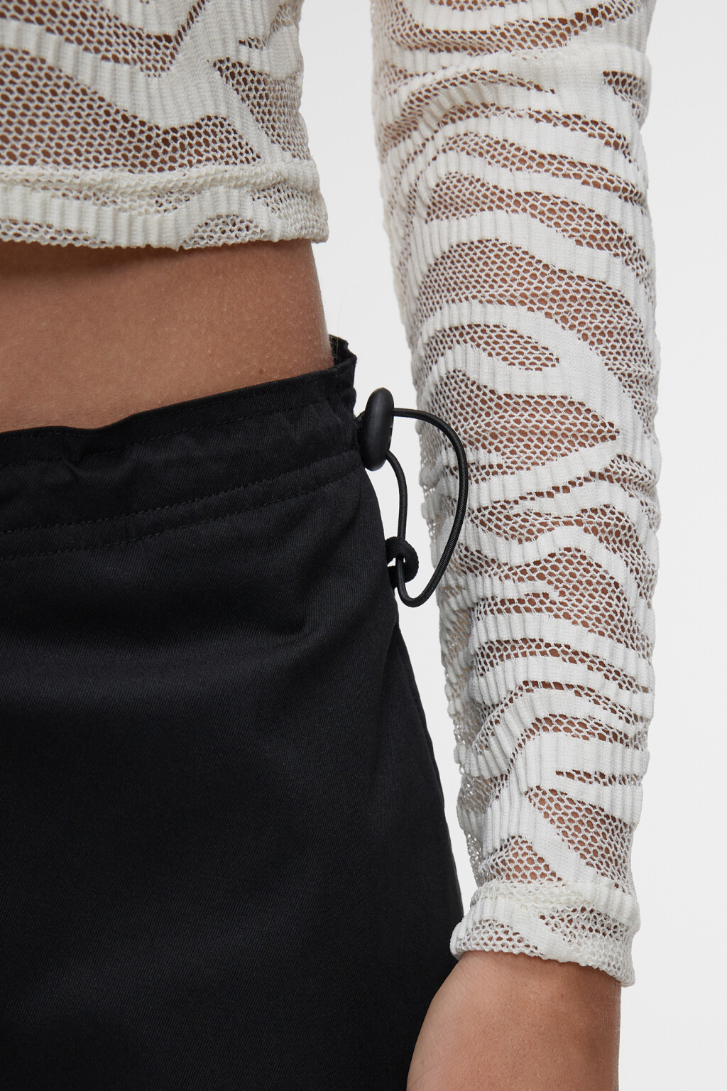 Лонгслив сетчатый облегающий с принтом - цвет бежевый - 6