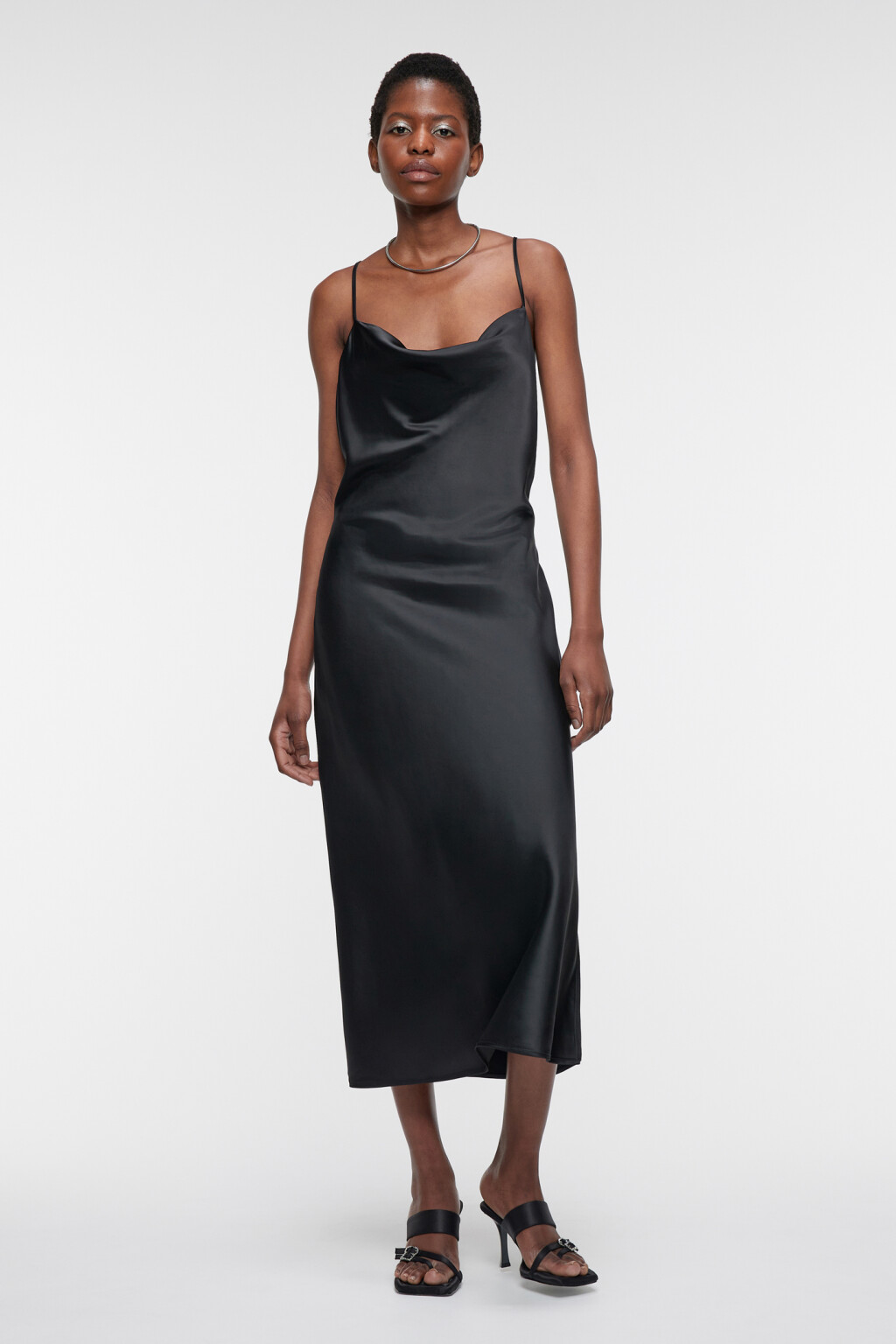 Платье-комбинация MAYA миди атласное - цвет черный - 1