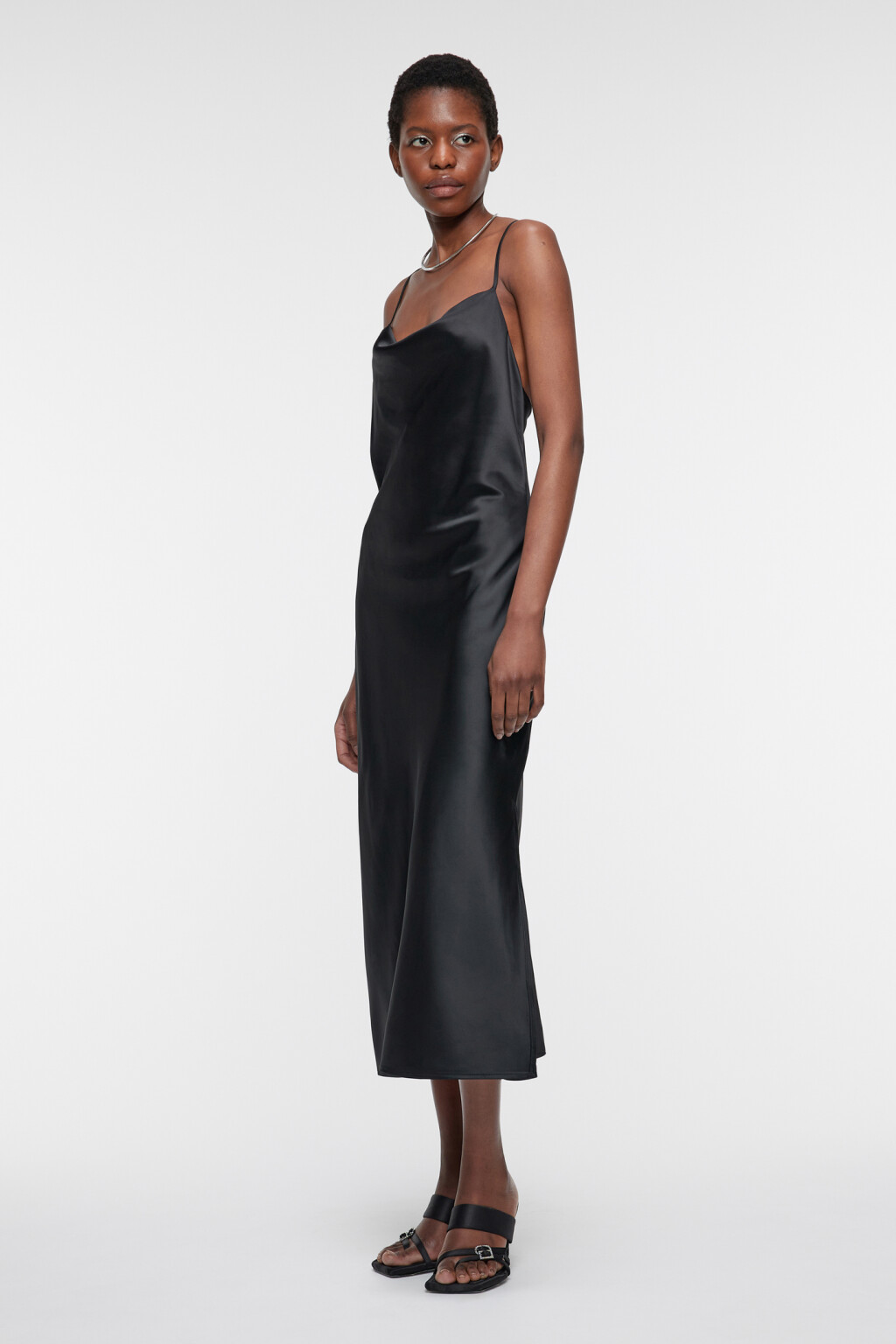Платье-комбинация MAYA миди атласное - цвет черный - 2
