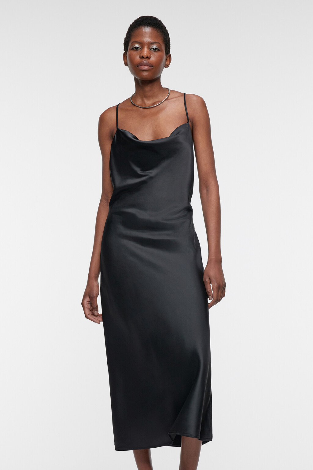 Платье-комбинация MAYA миди атласное - цвет черный - 8