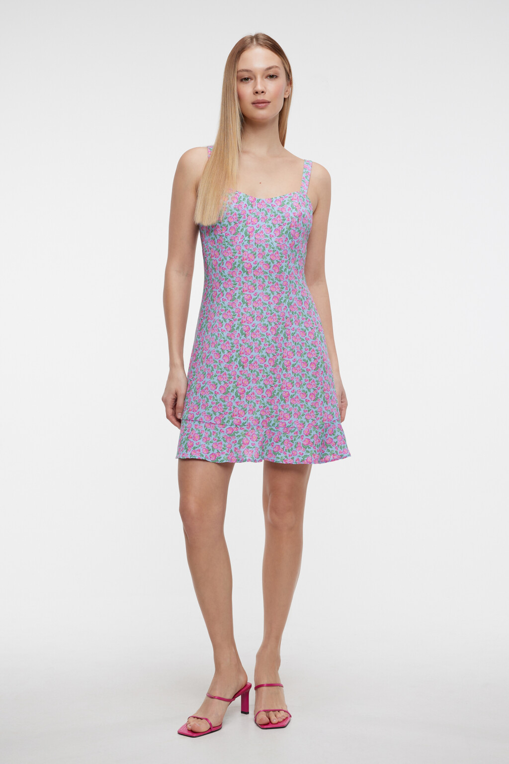 Сарафан мини вискозный на тонких бретельках - цвет мультиколор - 1