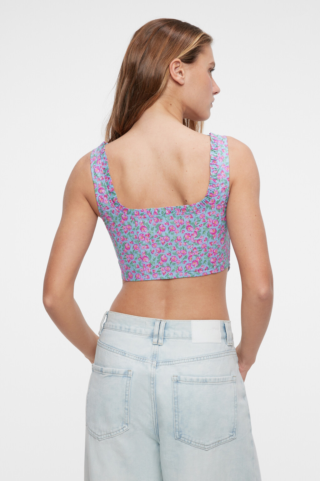 Топ-полуграция корсетный облегающий на широких бретелях - цвет мультиколор - 3