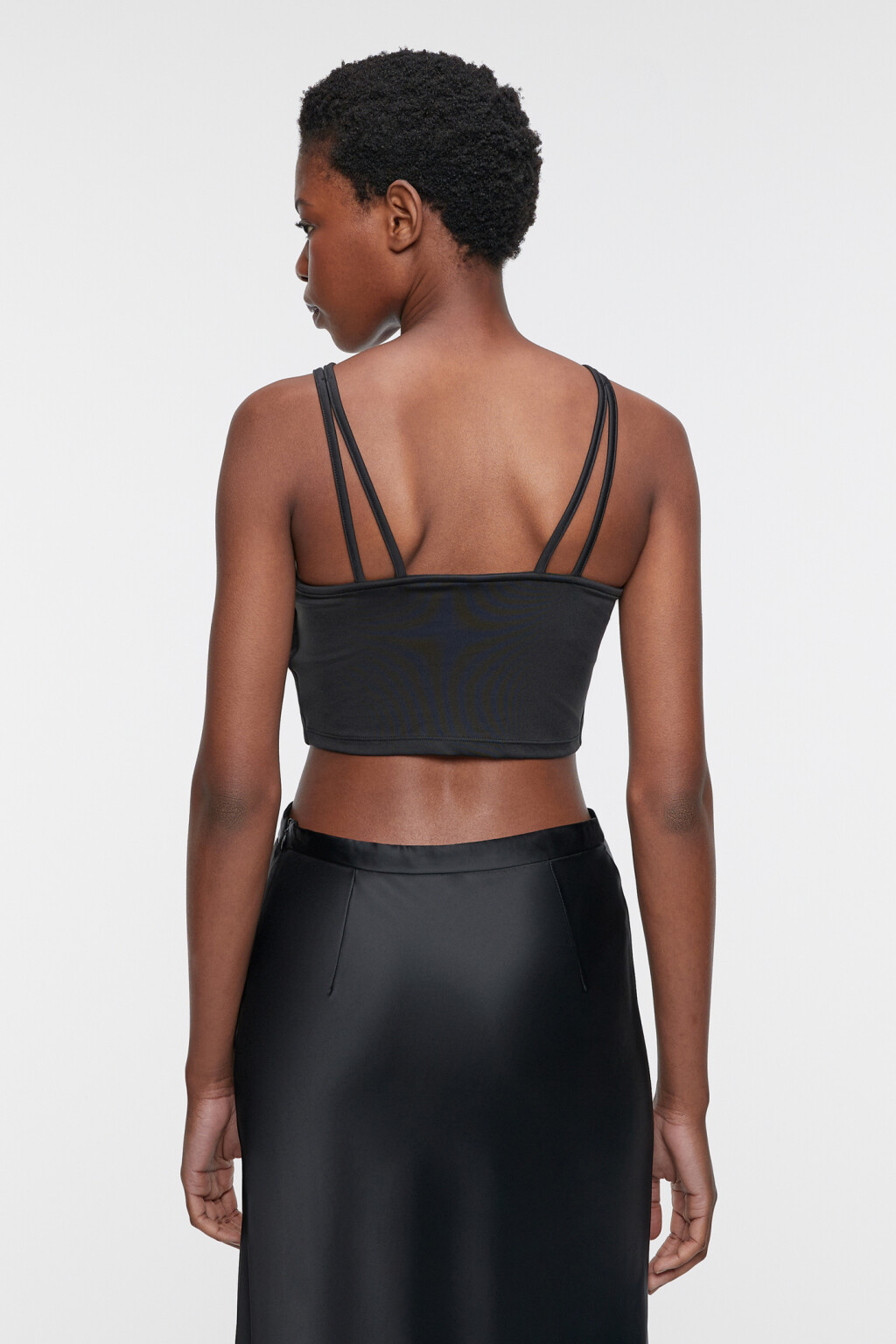 Топ-бюстье корсетный облегающий на тонких бретельках - цвет черный - 3