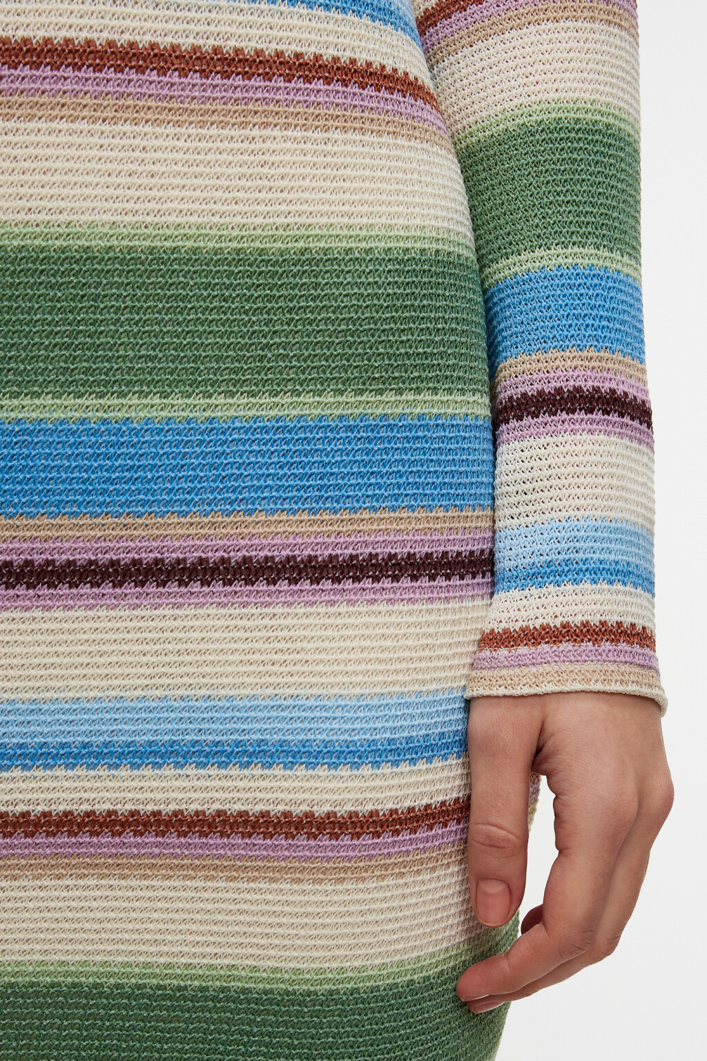 Платье мини вязаное облегающее в полоску - цвет мультиколор - 7