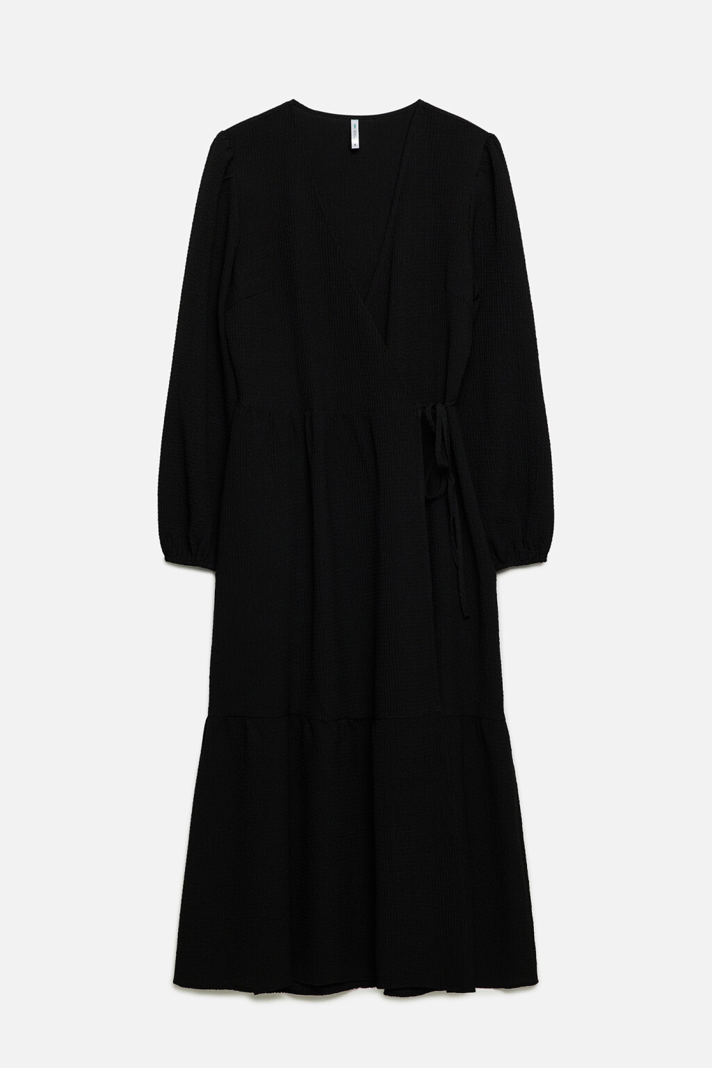 Платье миди на запах из фактурной ткани - цвет черный - 8