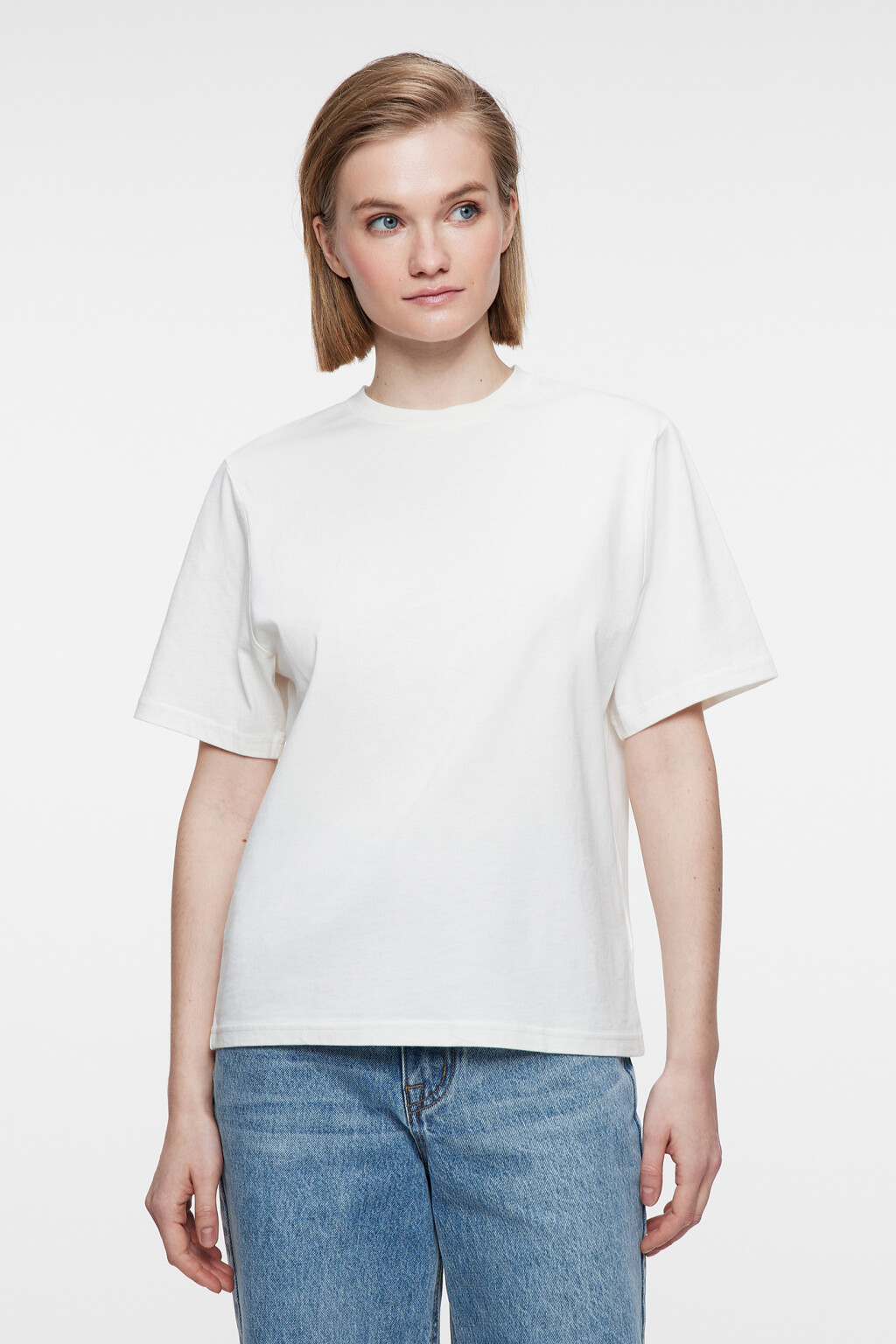 Футболка хлопковая прямая базовая - цвет белый - 1