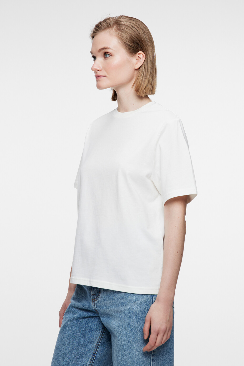 Футболка хлопковая прямая базовая - цвет белый - 2
