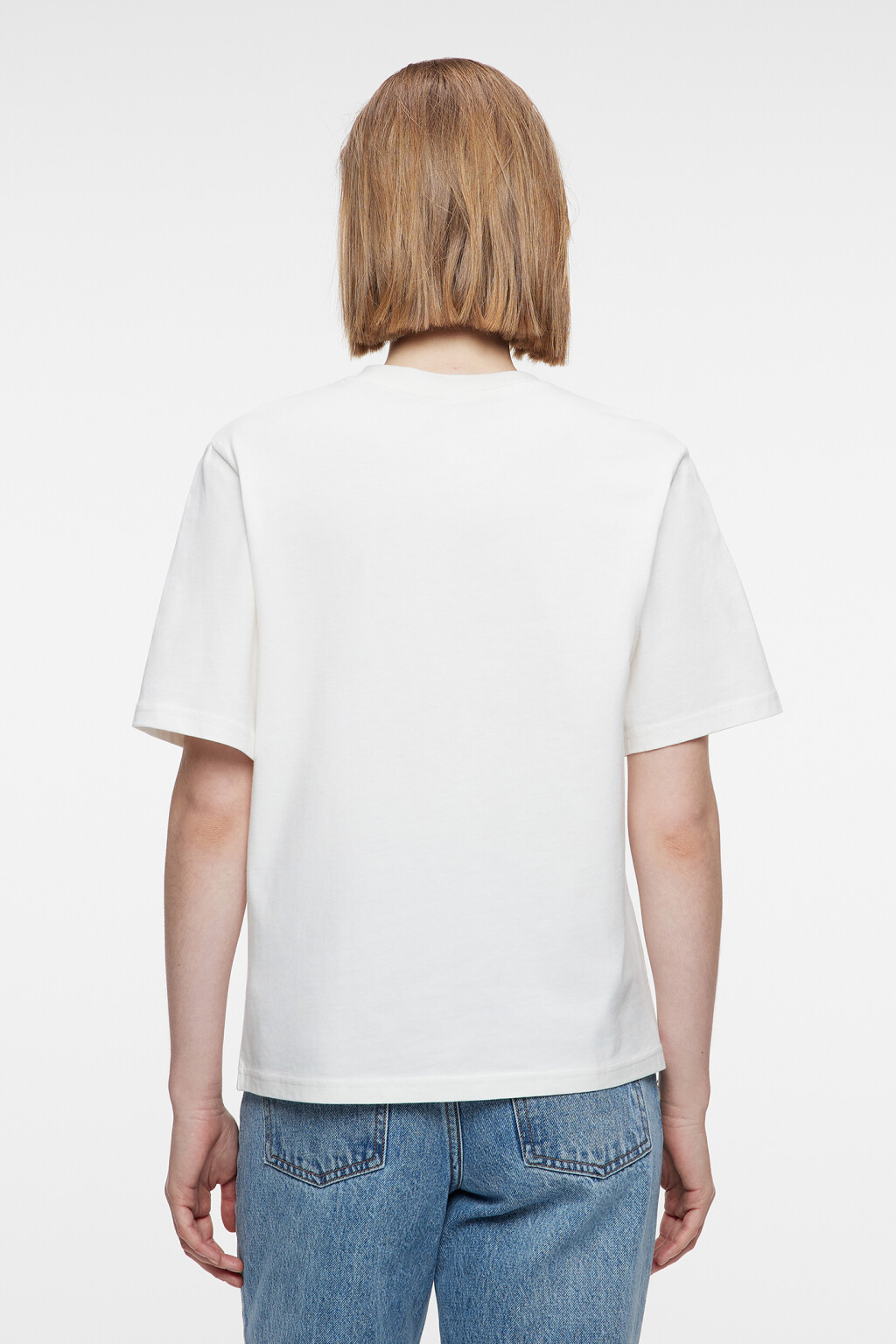 Футболка хлопковая прямая базовая - цвет белый - 3
