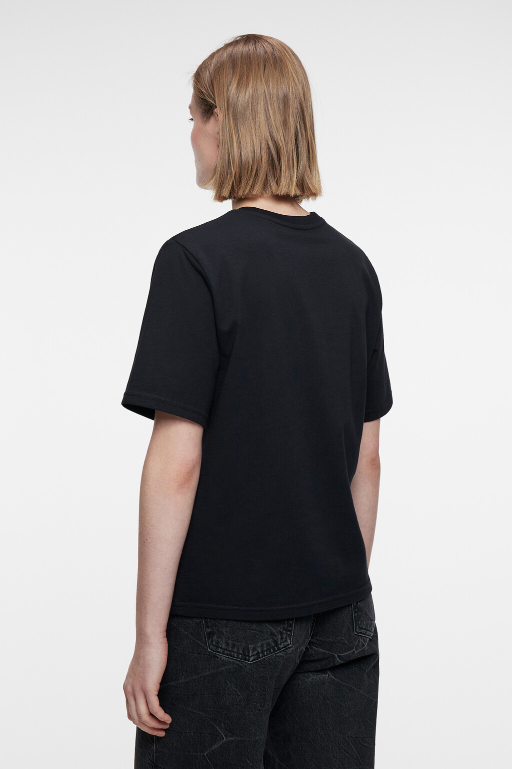 Футболка хлопковая прямая базовая - цвет черный - 3