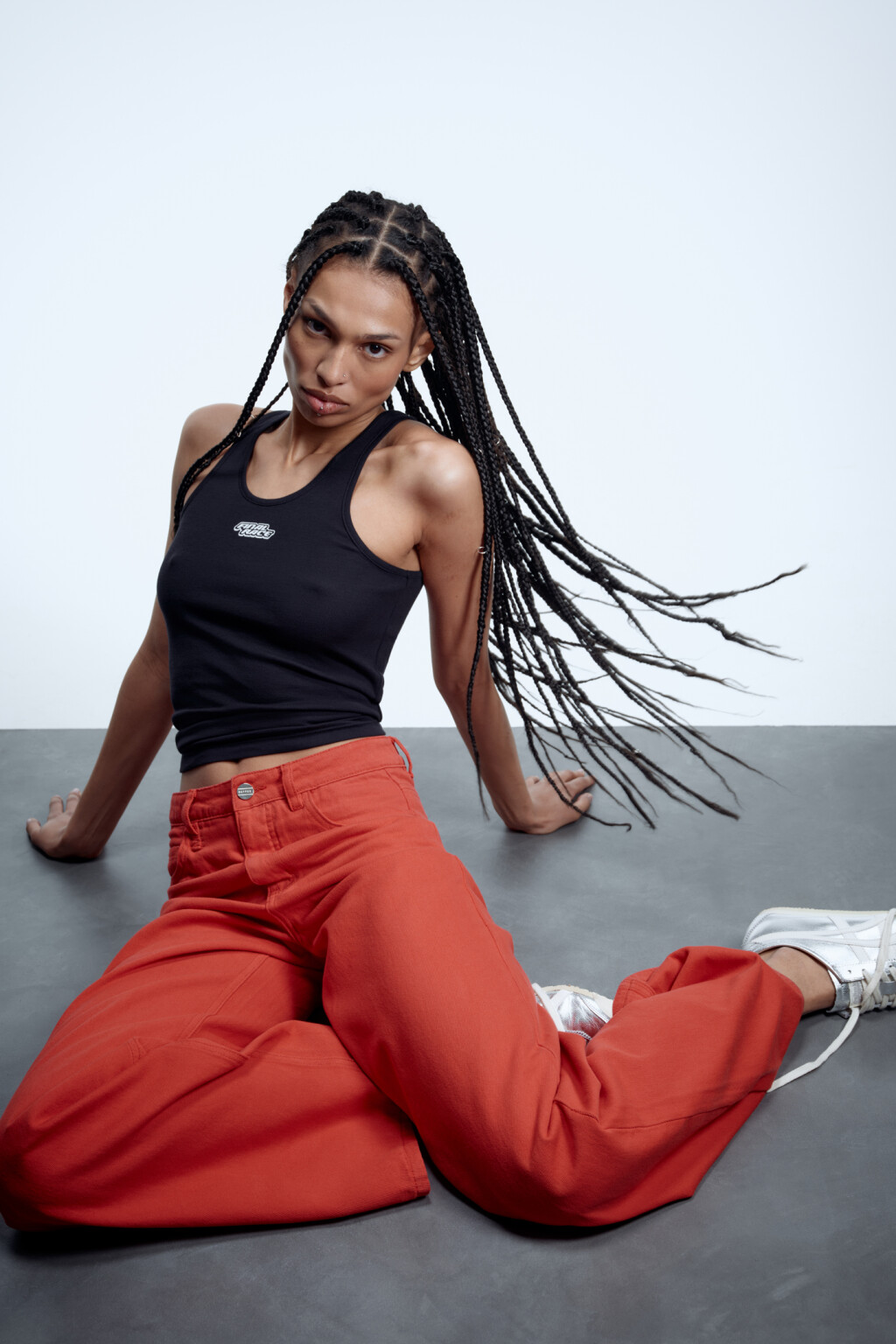 Майка хлопковая облегающая с принтом-логотипом - цвет черный - 9