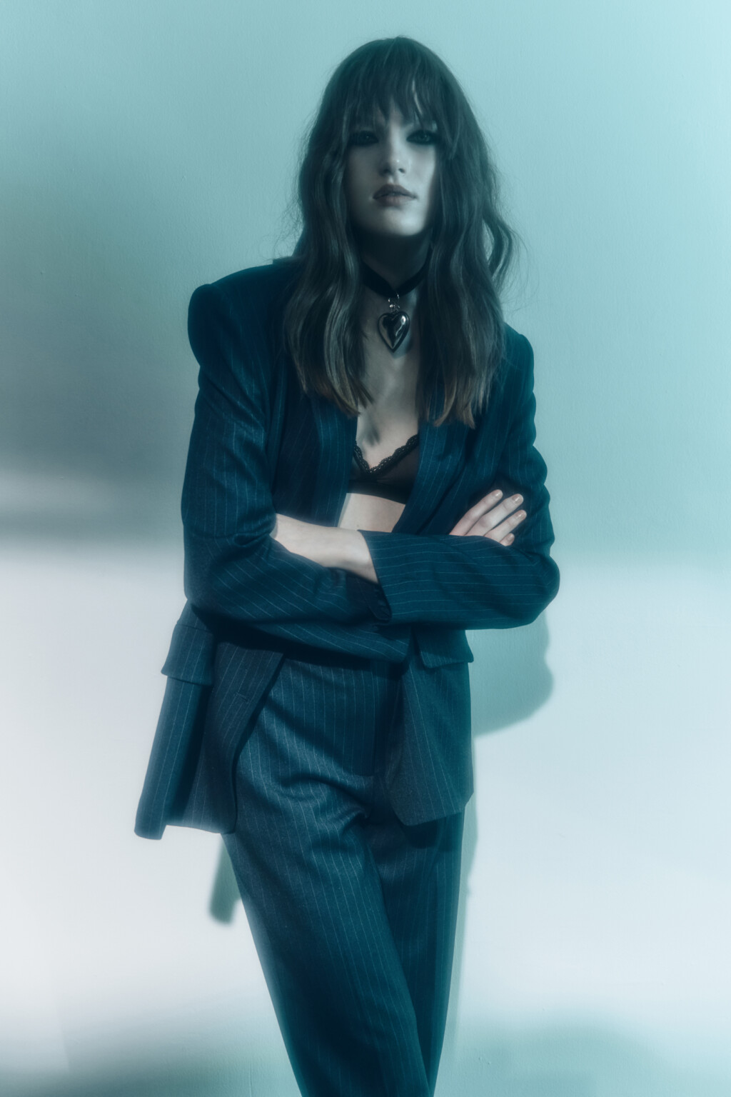 Пиджак oversize однобортный в полоску - цвет синий - 9