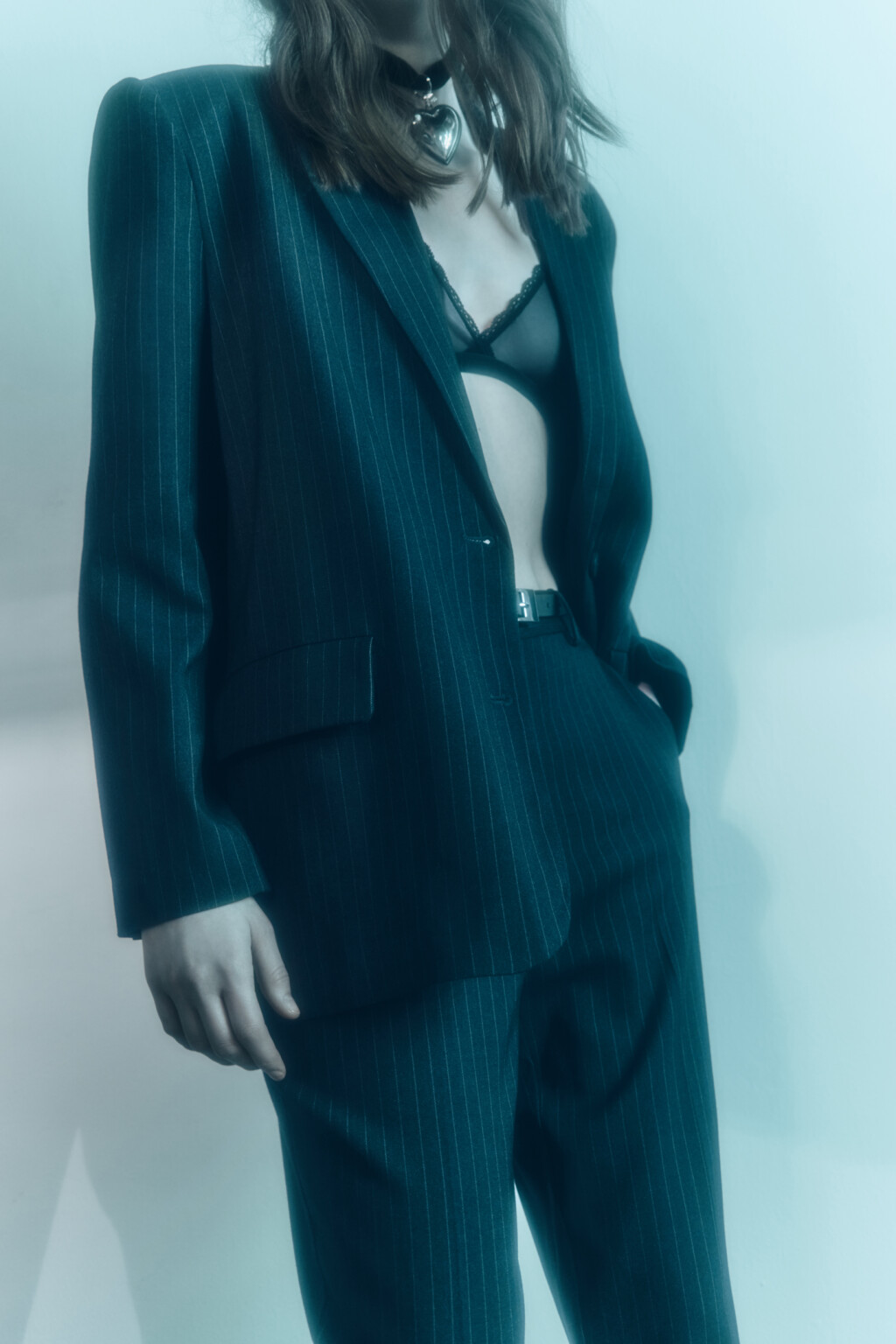 Пиджак oversize однобортный в полоску - цвет синий - 10