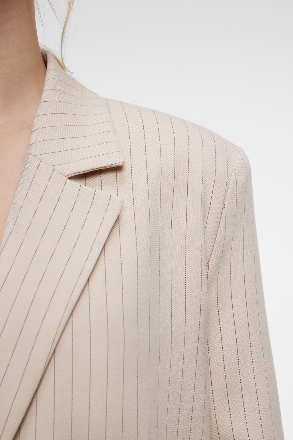Пиджак oversize однобортный в полоску - цвет бежевый - 6