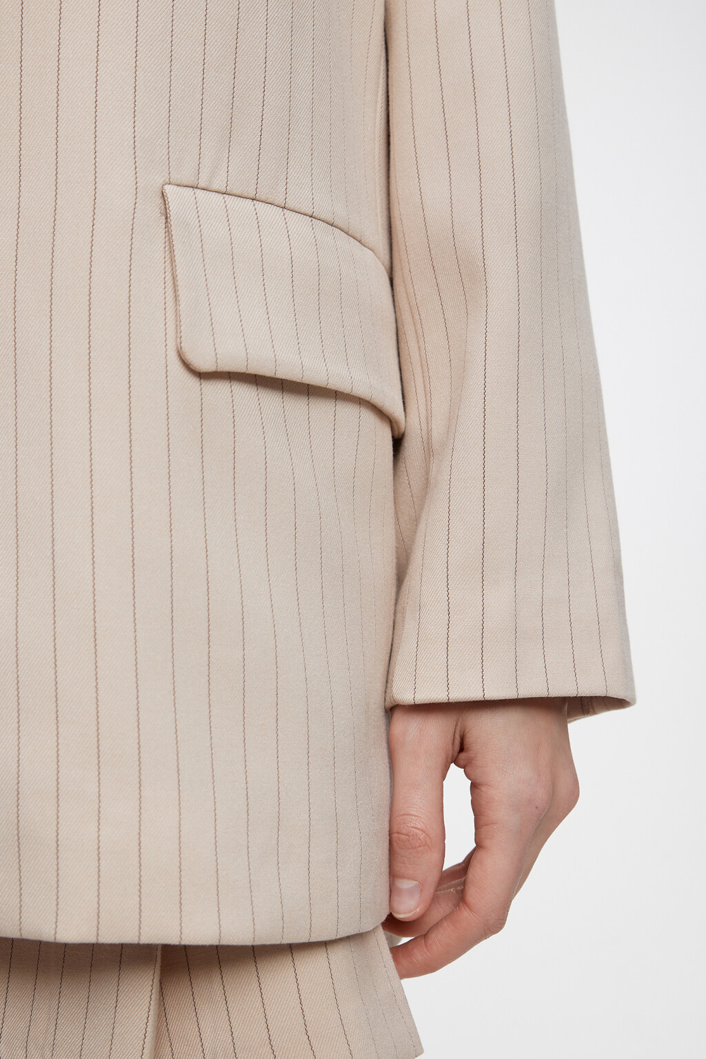 Пиджак oversize однобортный в полоску - цвет бежевый - 7