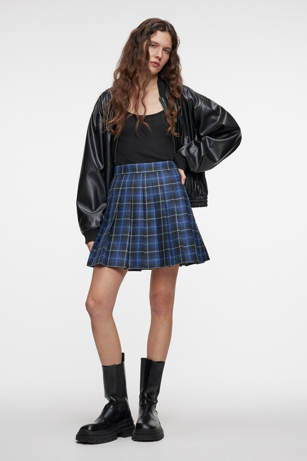 Юбка мини плиссированная клетчатая - цвет мультиколор - 14