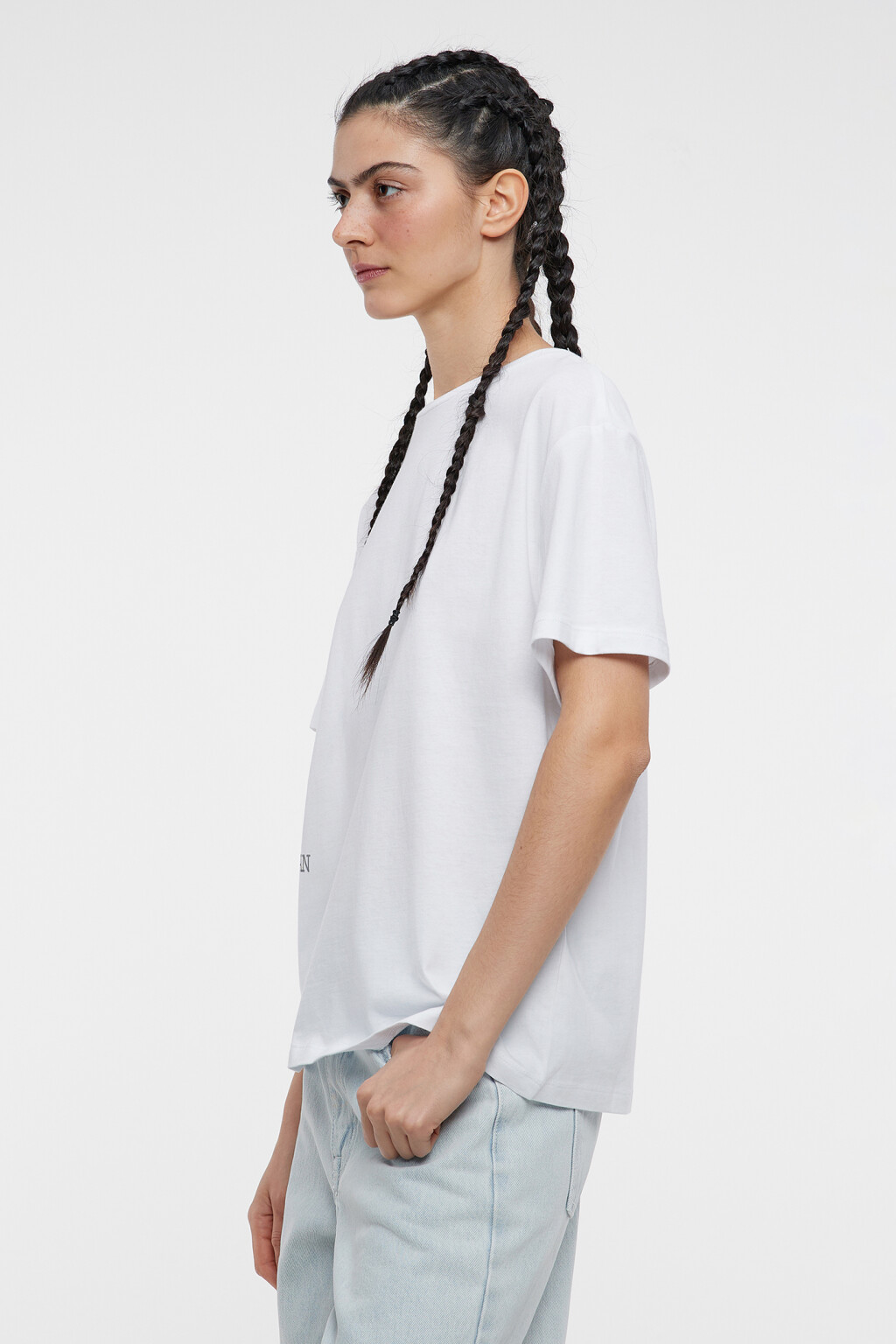 Футболка oversize хлопковая с принтом-надписью - цвет белый - 2