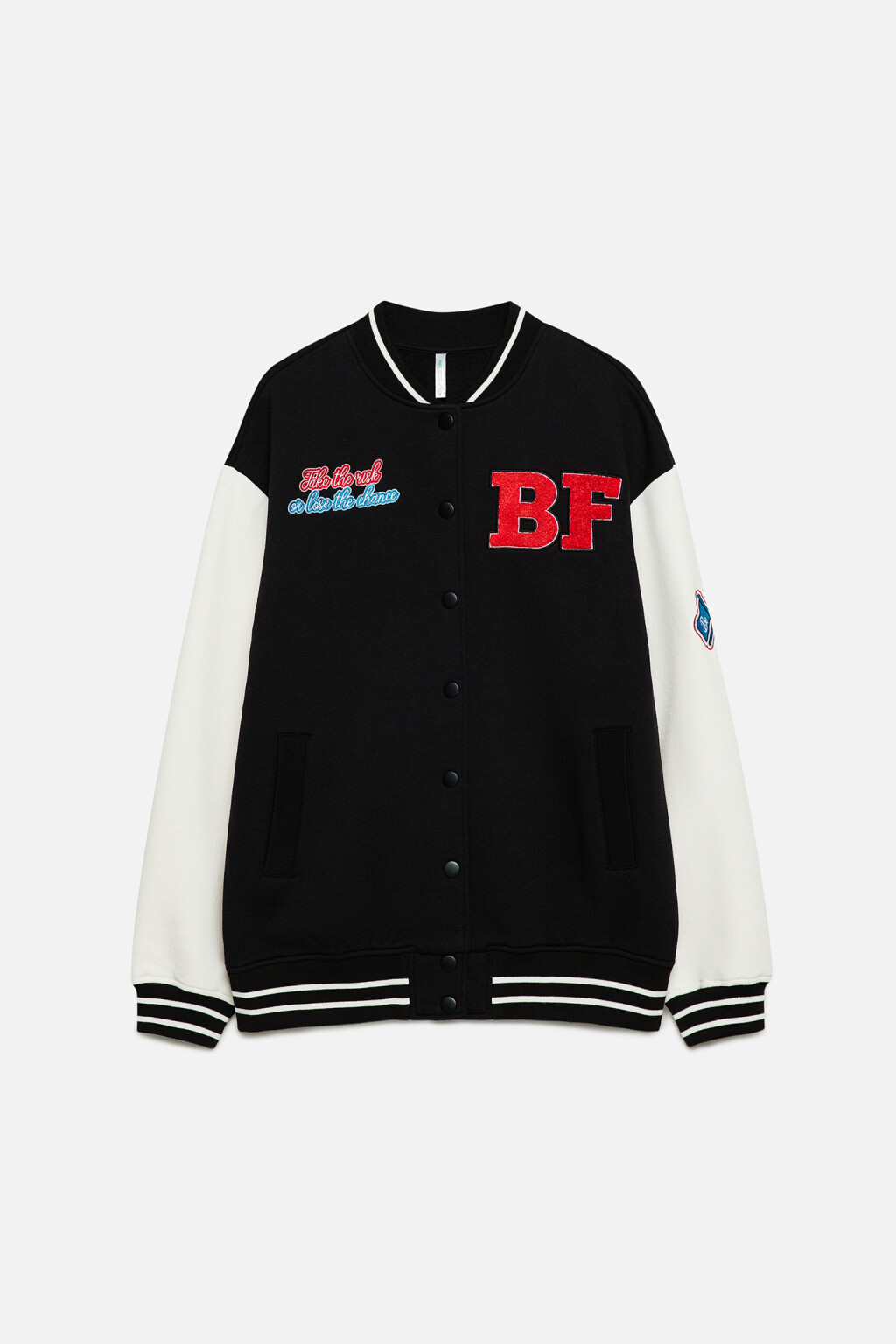 Куртка-бомбер утепленная с принтом и нашивкой - цвет черный - 8