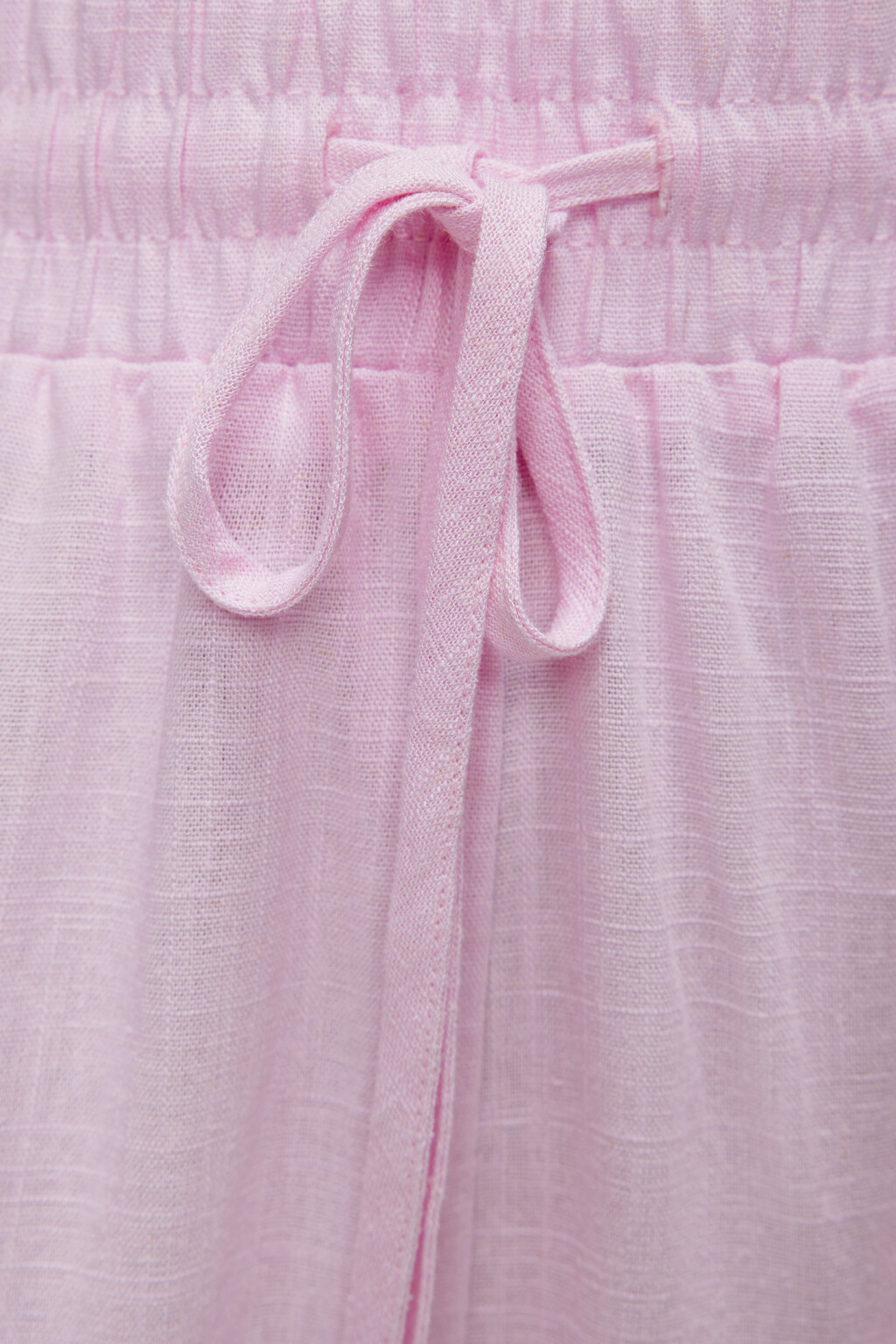 Шорты А-силуэта льняные с поясом на завязках - цвет розовый - 5