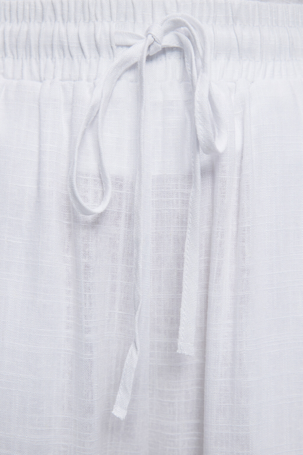Брюки-палаццо широкие льняные с поясом на завязках - цвет белый - 5