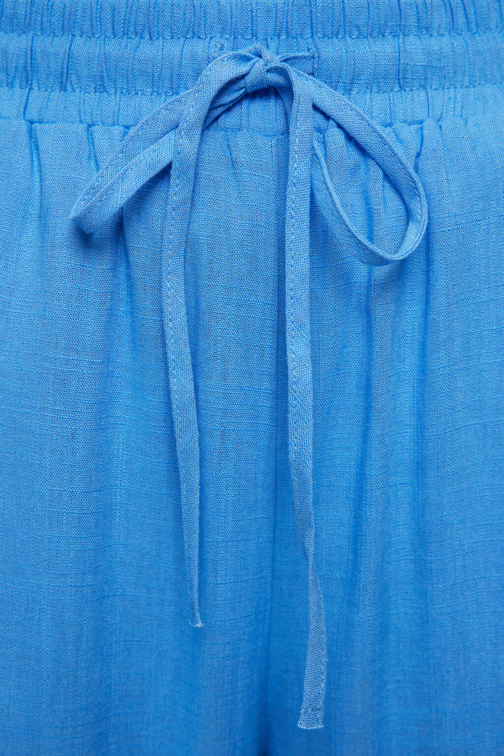 Брюки-палаццо широкие льняные с поясом на завязках - цвет голубой - 5