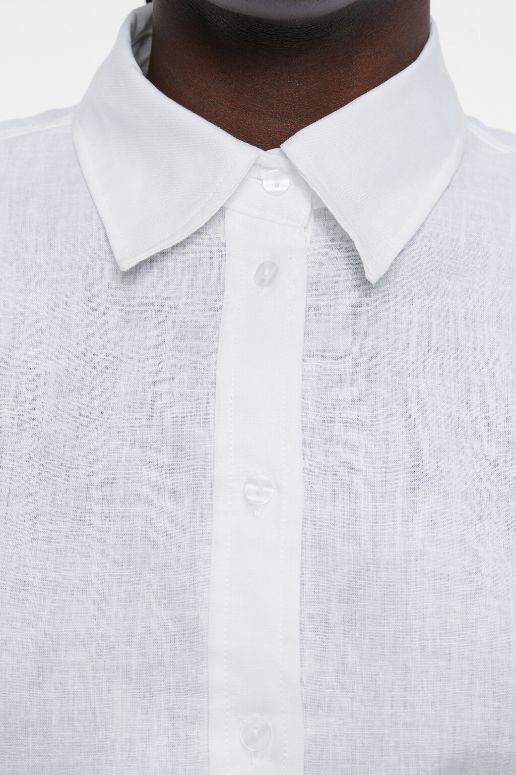 Блузка-рубашка oversize льняная классического кроя - цвет белый - 5