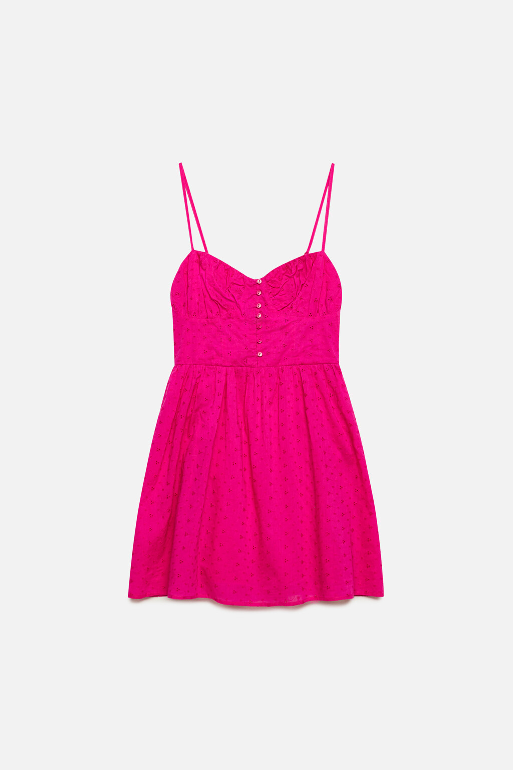 Сарафан-бюстье мини хлопковый на тонких бретельках - цвет розовый - 7