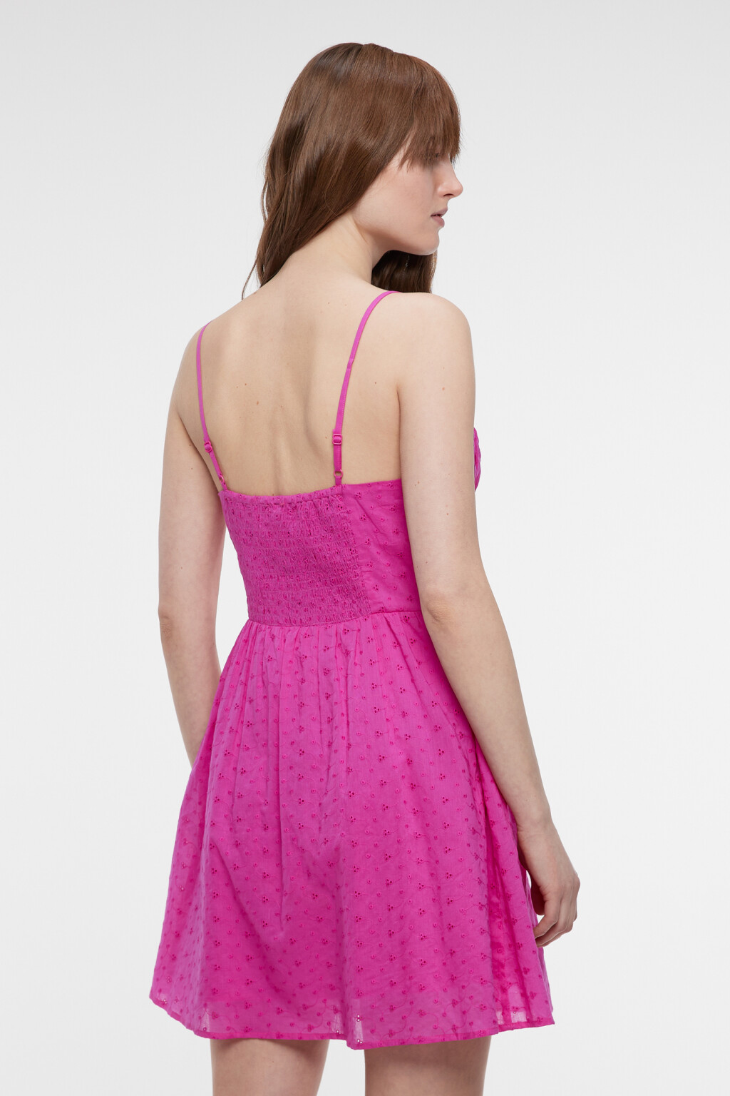 Сарафан-бюстье мини хлопковый на тонких бретельках - цвет розовый - 4