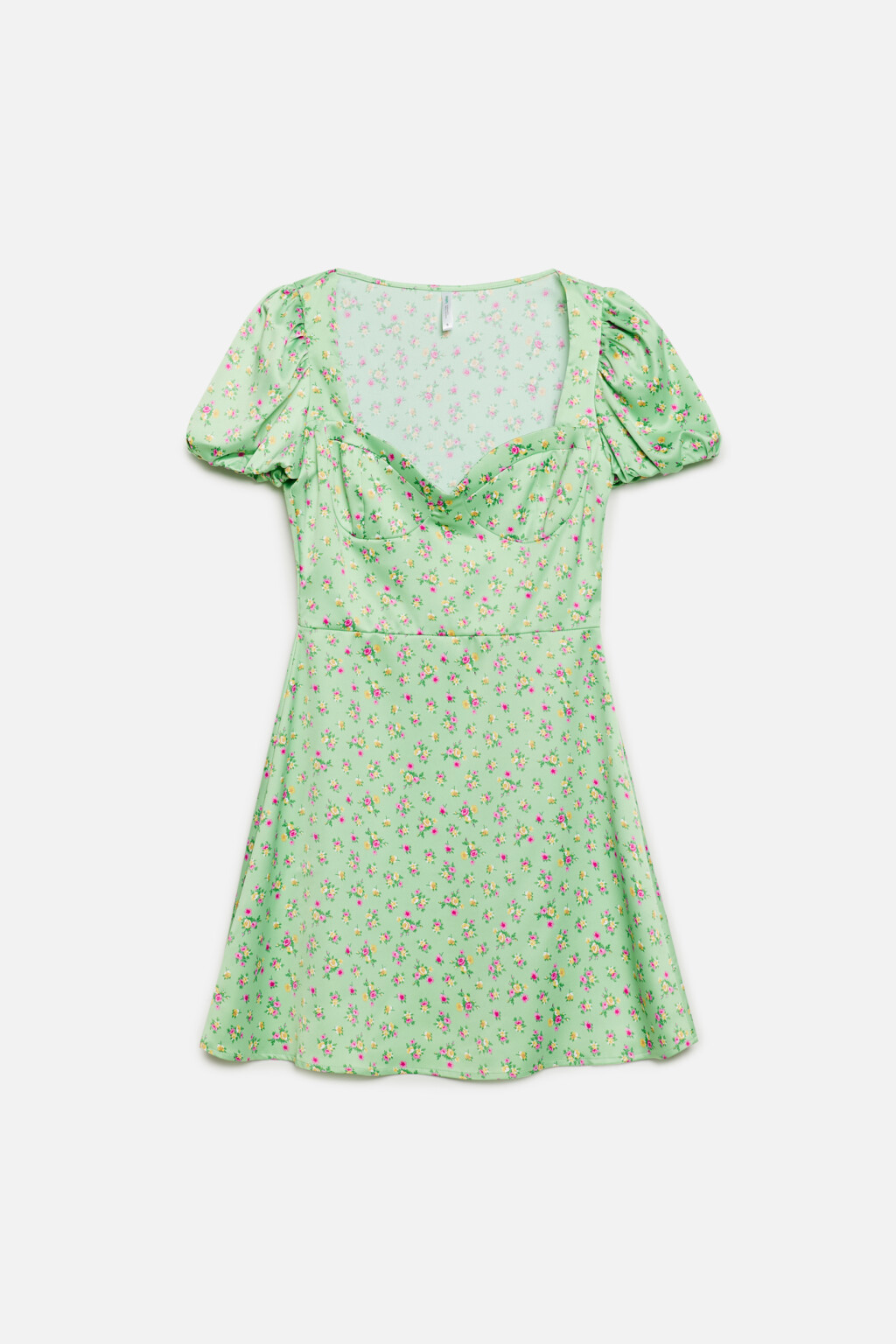 Платье-бюстье атласное приталенное с вырезом каре - цвет зеленый - 6