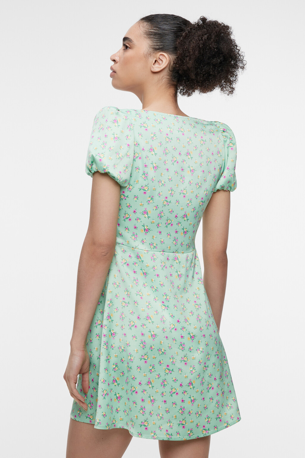 Платье-бюстье атласное приталенное с вырезом каре - цвет зеленый - 4