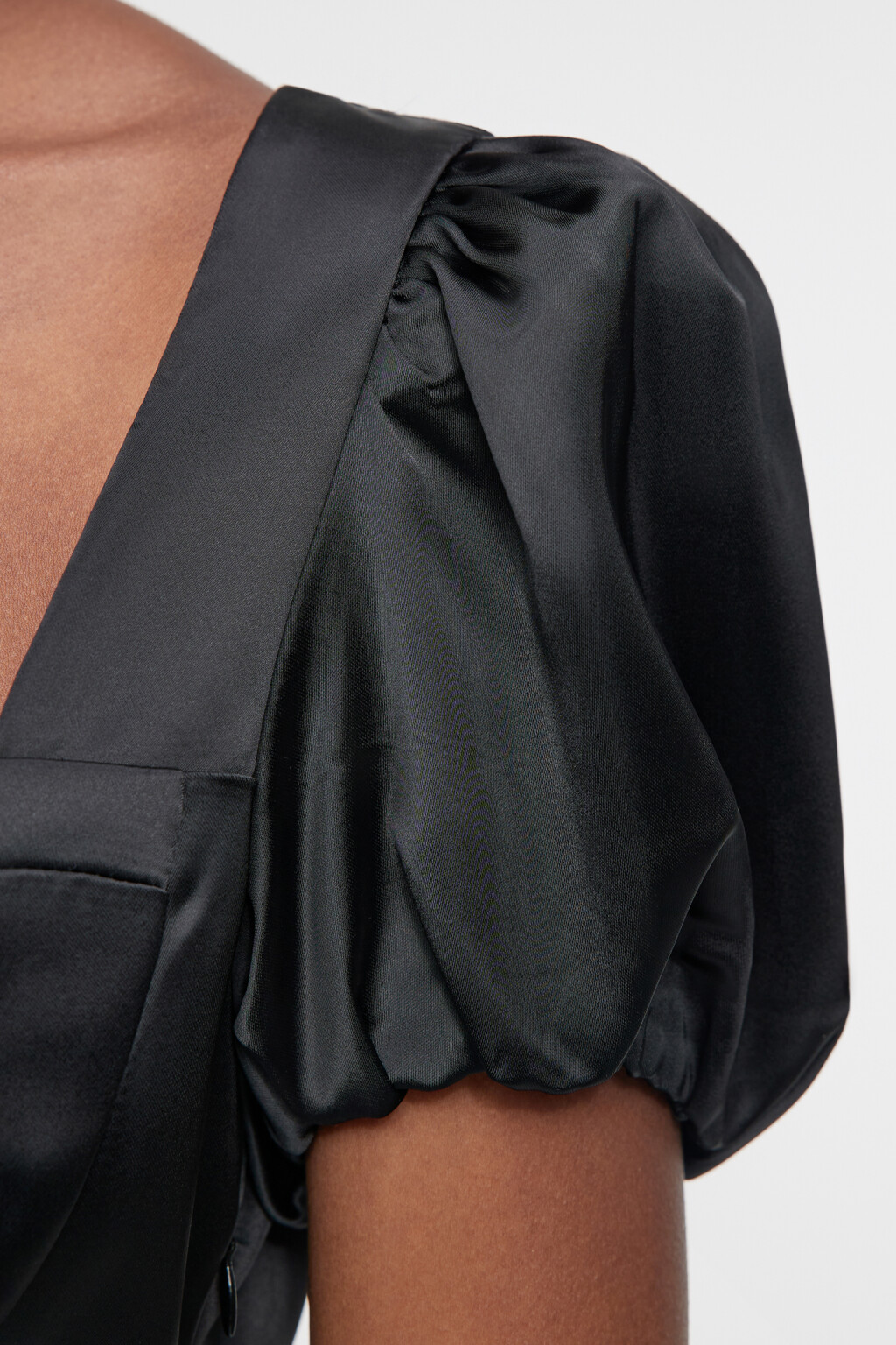 Платье-бюстье атласное приталенное с вырезом каре - цвет черный - 5