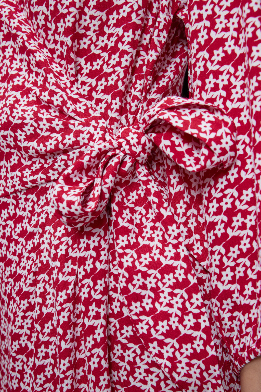 Платье миди вискозное с запахом и поясом - цвет красный - 6