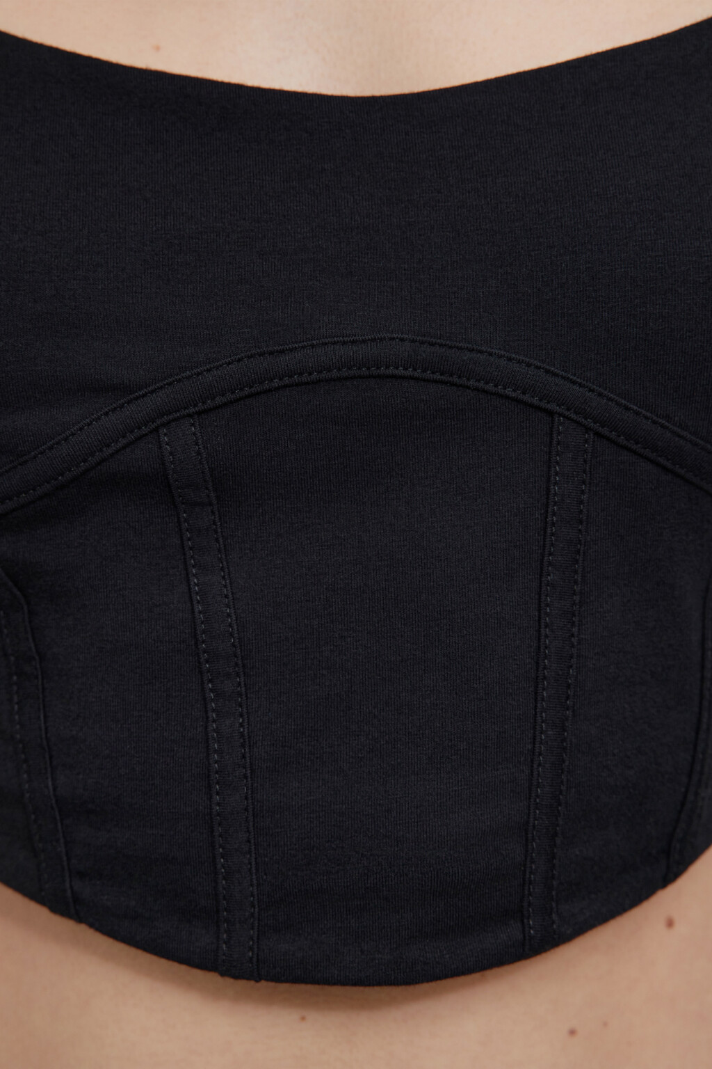 Топ-майка корсетный облегающий на широких бретелях - цвет черный - 5