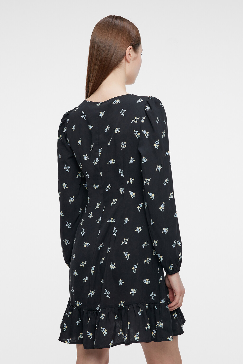 Платье мини приталенное с фигурным вырезом - цвет черный - 3