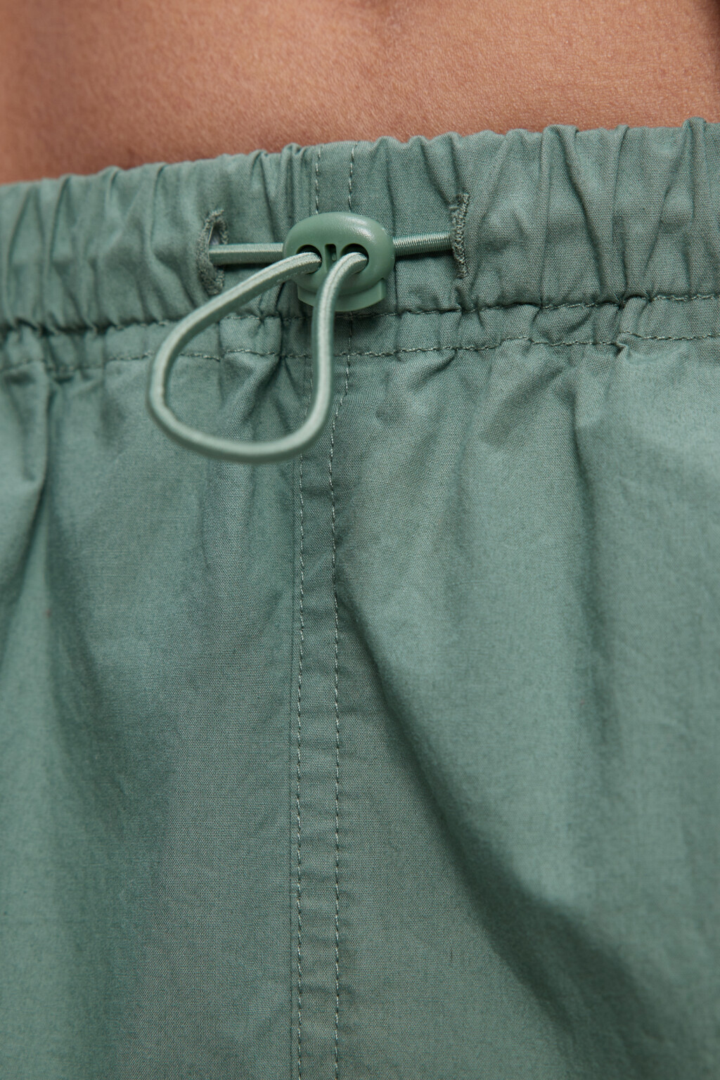 Юбка-парашют макси хлопковая с утяжками на поясе - цвет зеленый - 5