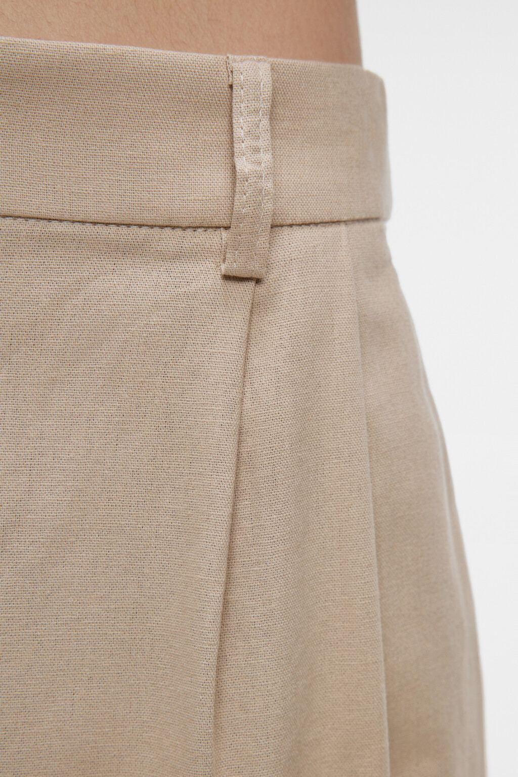 Брюки широкие костюмные из льняной ткани - цвет бежевый - 5