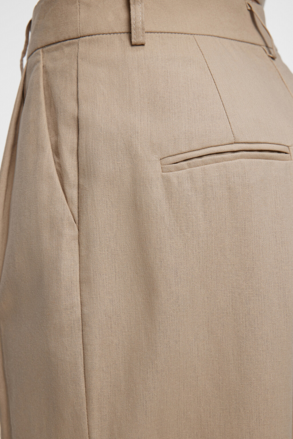 Брюки широкие костюмные из льняной ткани - цвет бежевый - 6