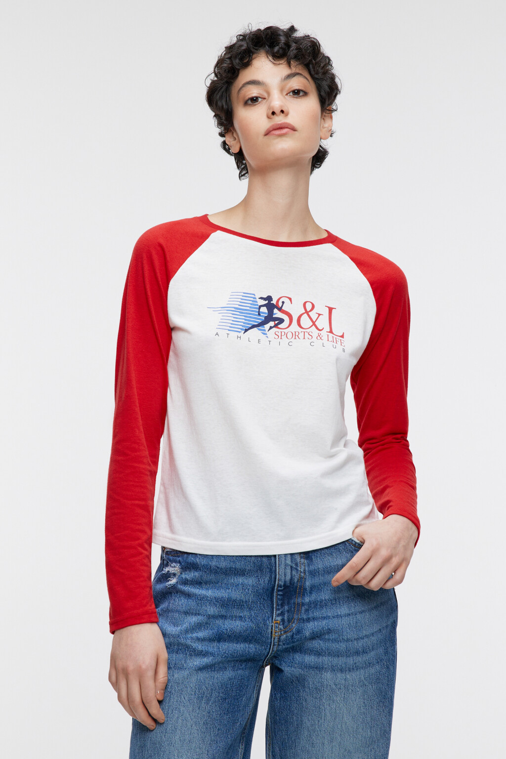 Лонгслив regular fit с контрастными рукавами реглан - цвет красный - 2