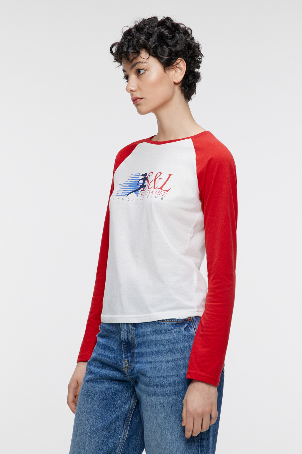 Лонгслив regular fit с контрастными рукавами реглан - цвет красный - 3