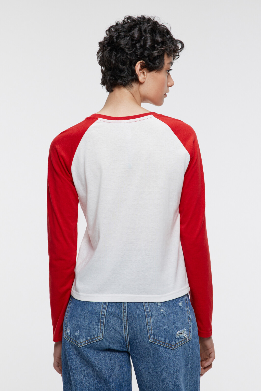 Лонгслив regular fit с контрастными рукавами реглан - цвет красный - 4