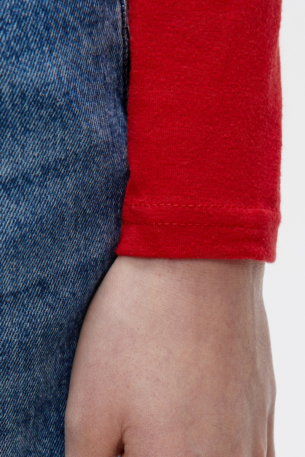 Лонгслив regular fit с контрастными рукавами реглан - цвет красный - 6