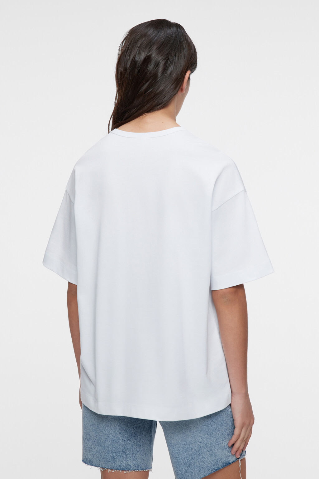 Футболка oversize хлопковая однотонная - цвет белый - 4