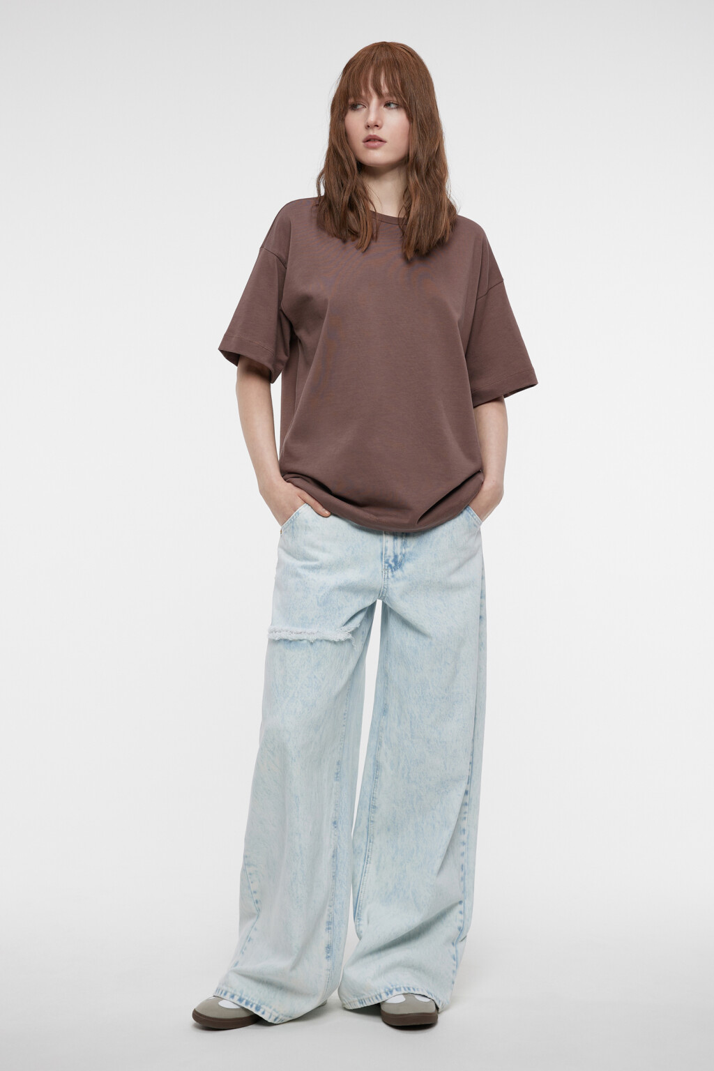 Футболка oversize хлопковая однотонная - цвет бежевый - 4