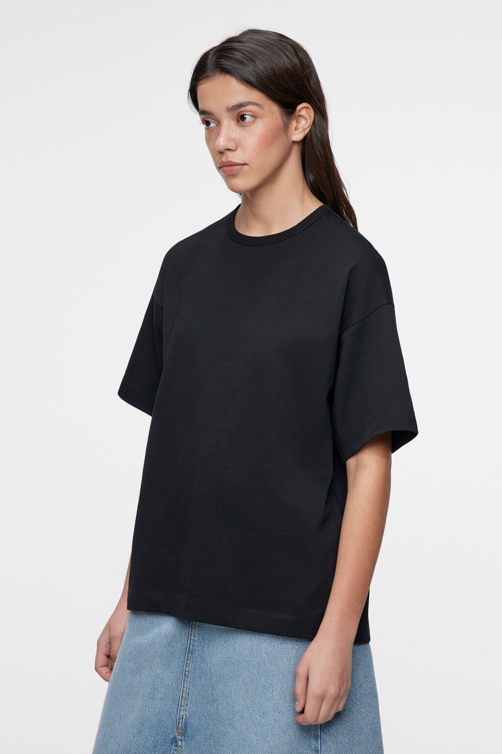 Футболка oversize хлопковая однотонная - цвет черный - 3