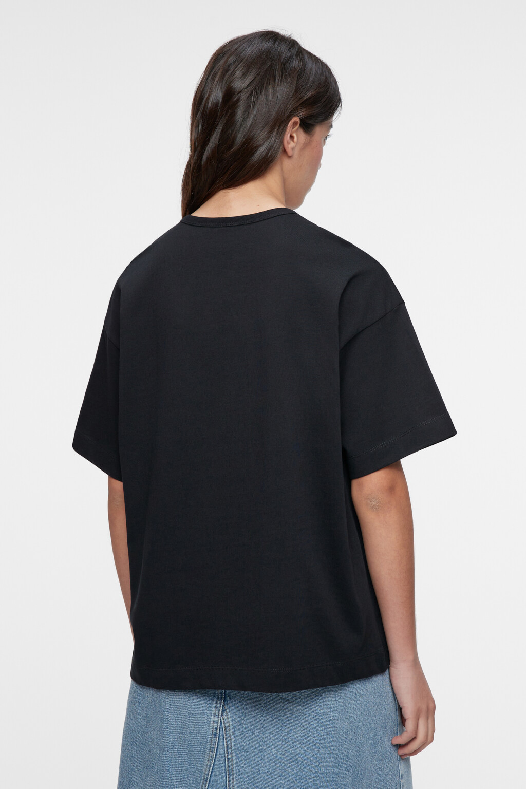 Футболка oversize хлопковая однотонная - цвет черный - 4