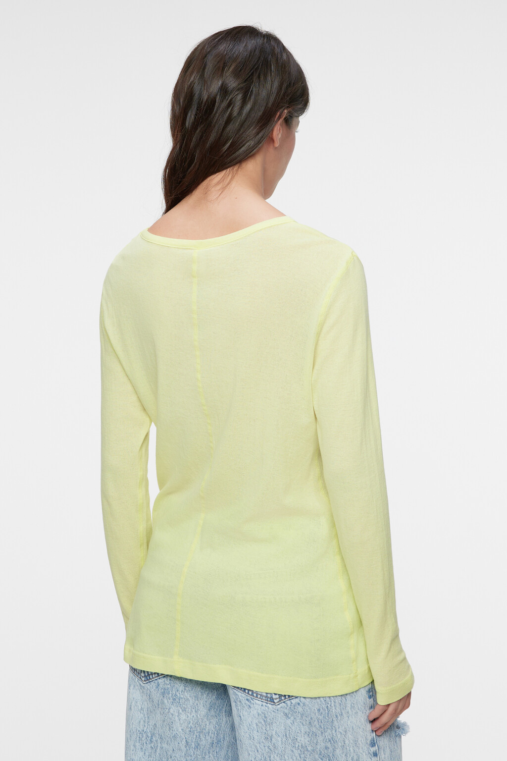 Лонгслив oversize хлопковый с вырезом-лодочкой - цвет желтый - 4