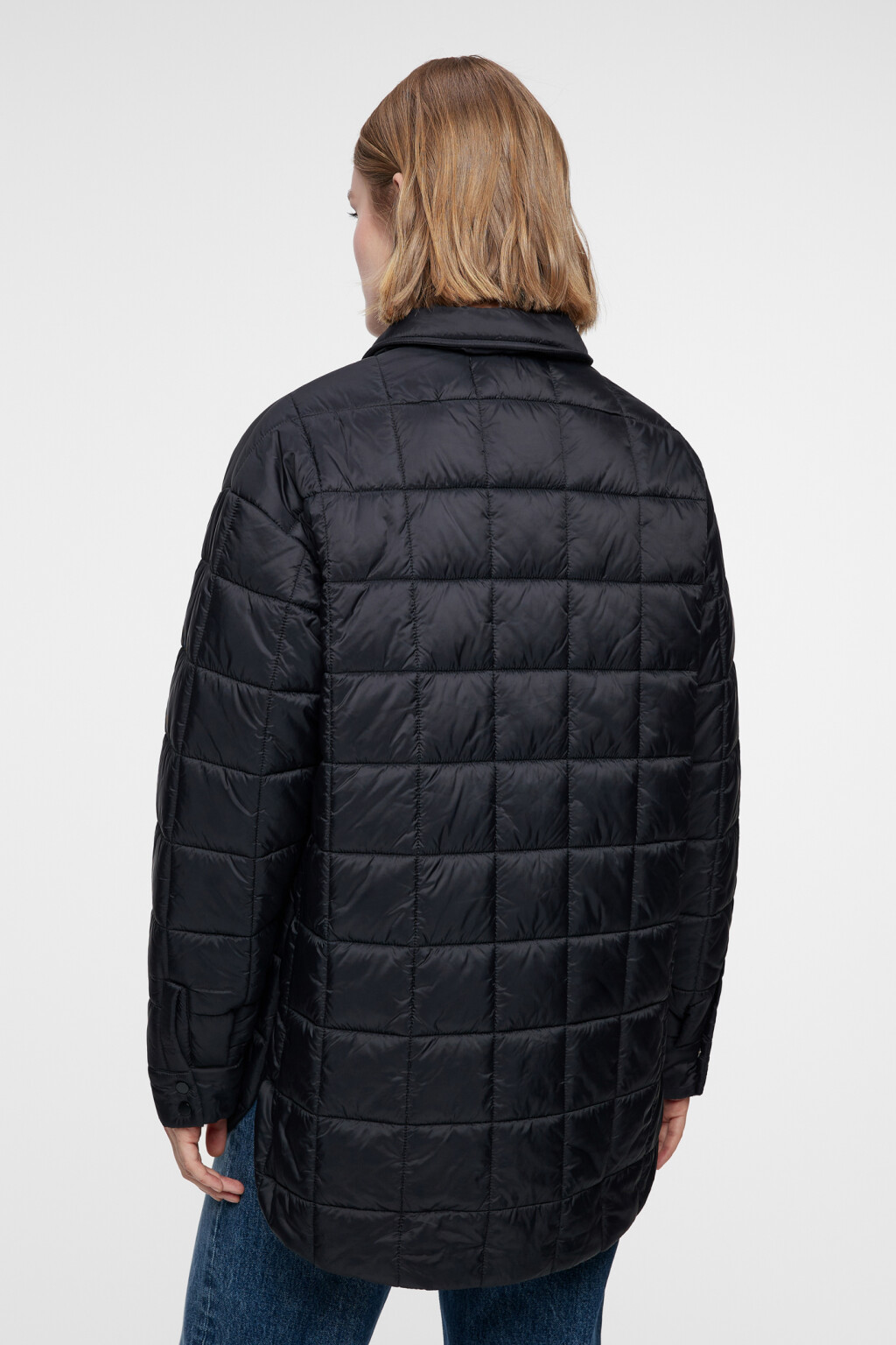 Куртка-рубашка oversize стеганая утепленная - цвет черный - 3