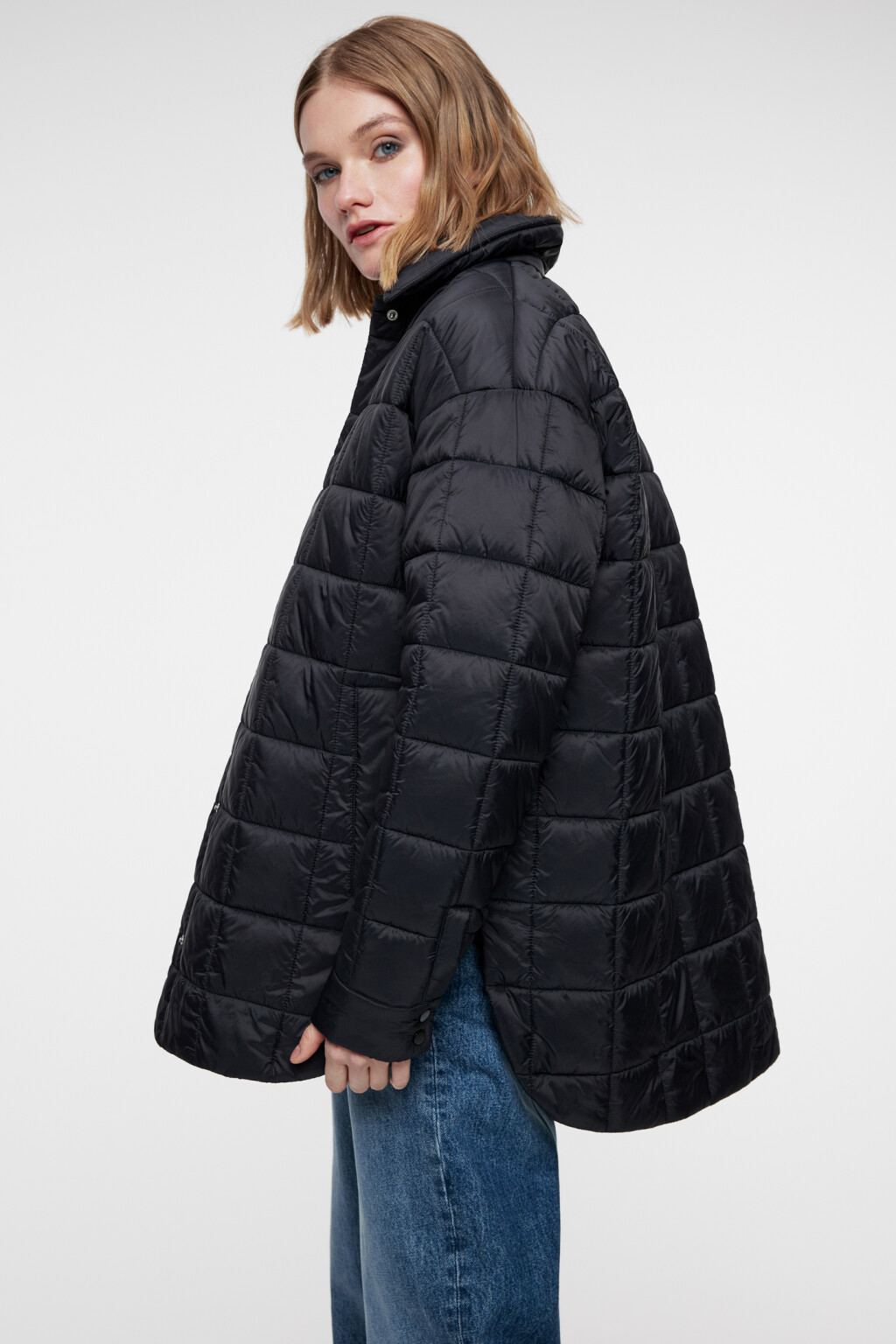 Куртка-рубашка oversize стеганая утепленная - цвет черный - 8