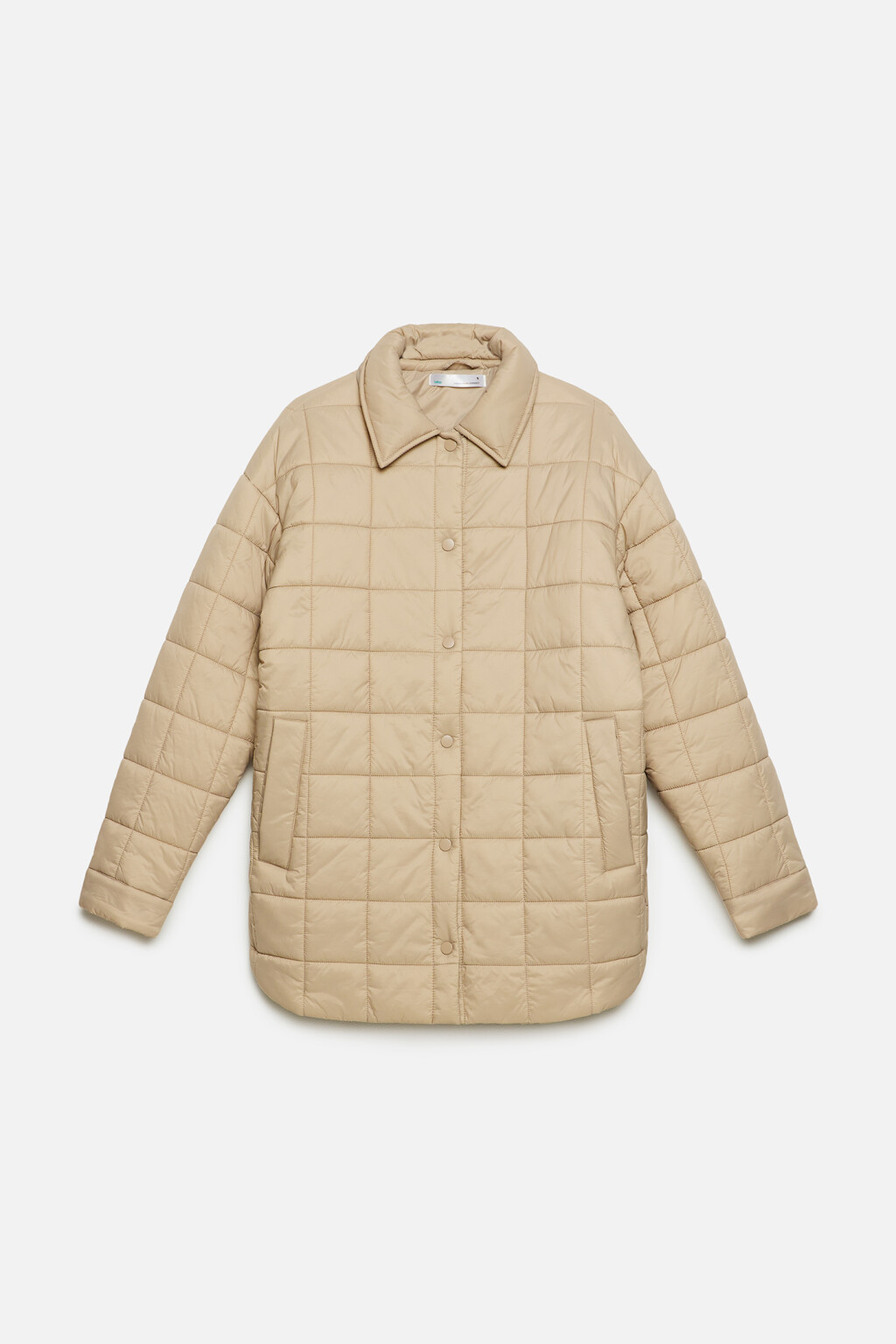 Куртка-рубашка oversize стеганая утепленная - цвет бежевый - 8